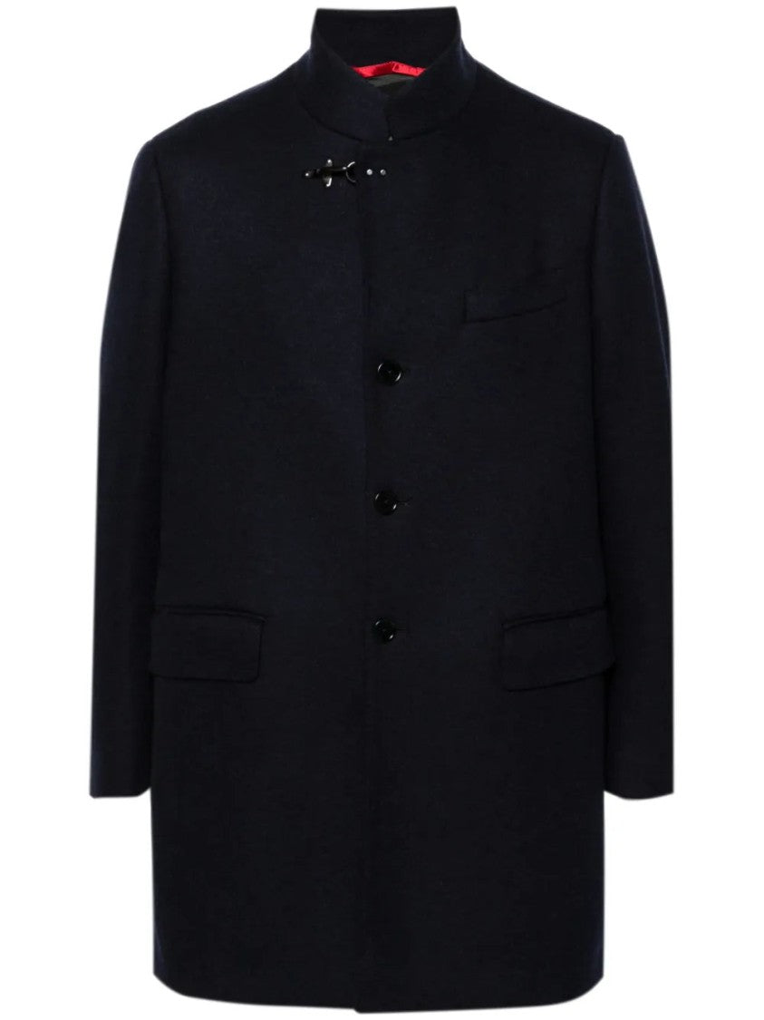 Fay Minimalist Single-Breasted Wool-Nylon Blend Coat