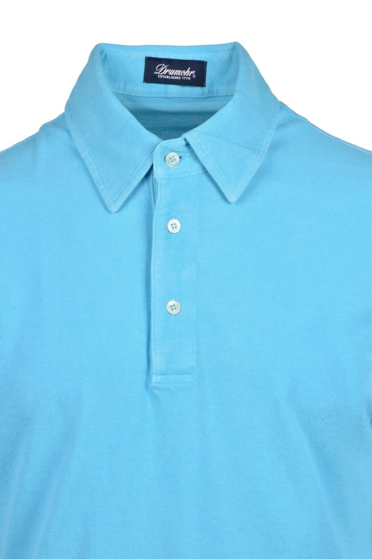 Drumohr Light Blue Cotton Polo Shirt