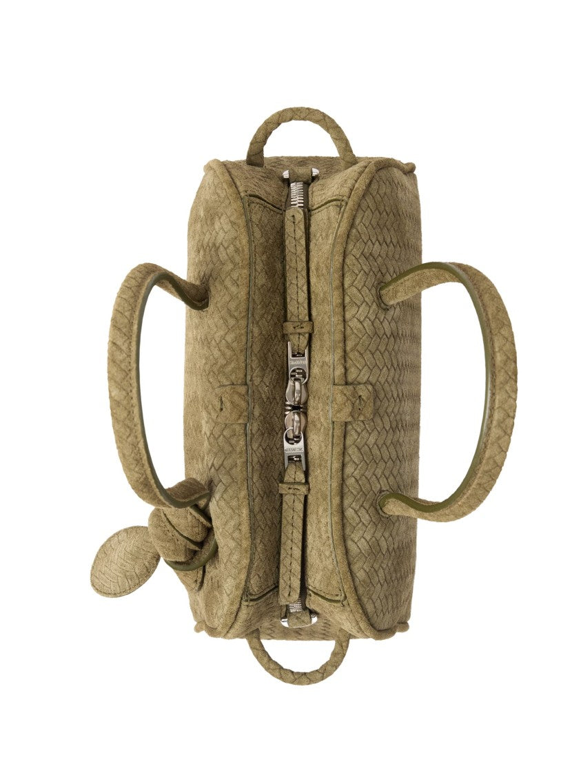 Jacquemus Khaki Chevron Motif Suede Shoulder Bag