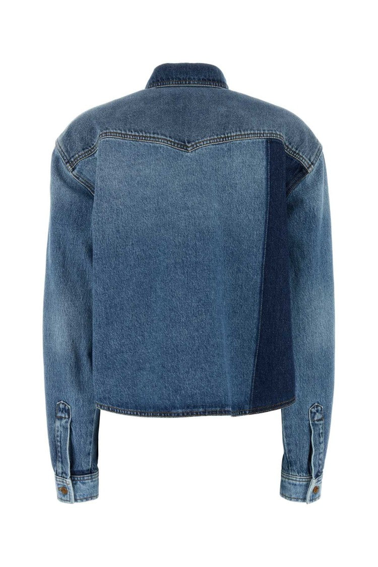 Philosophy Di Lorenzo Serafini Color-Block Denim Shirt With Contrasting Pockets