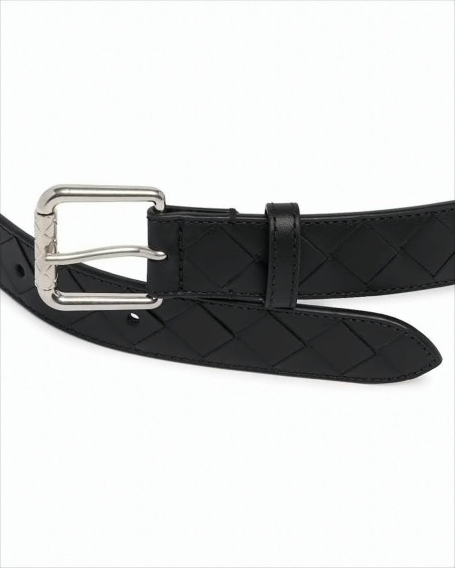 Bottega Veneta Refined Leather Belt With Woven Pattern