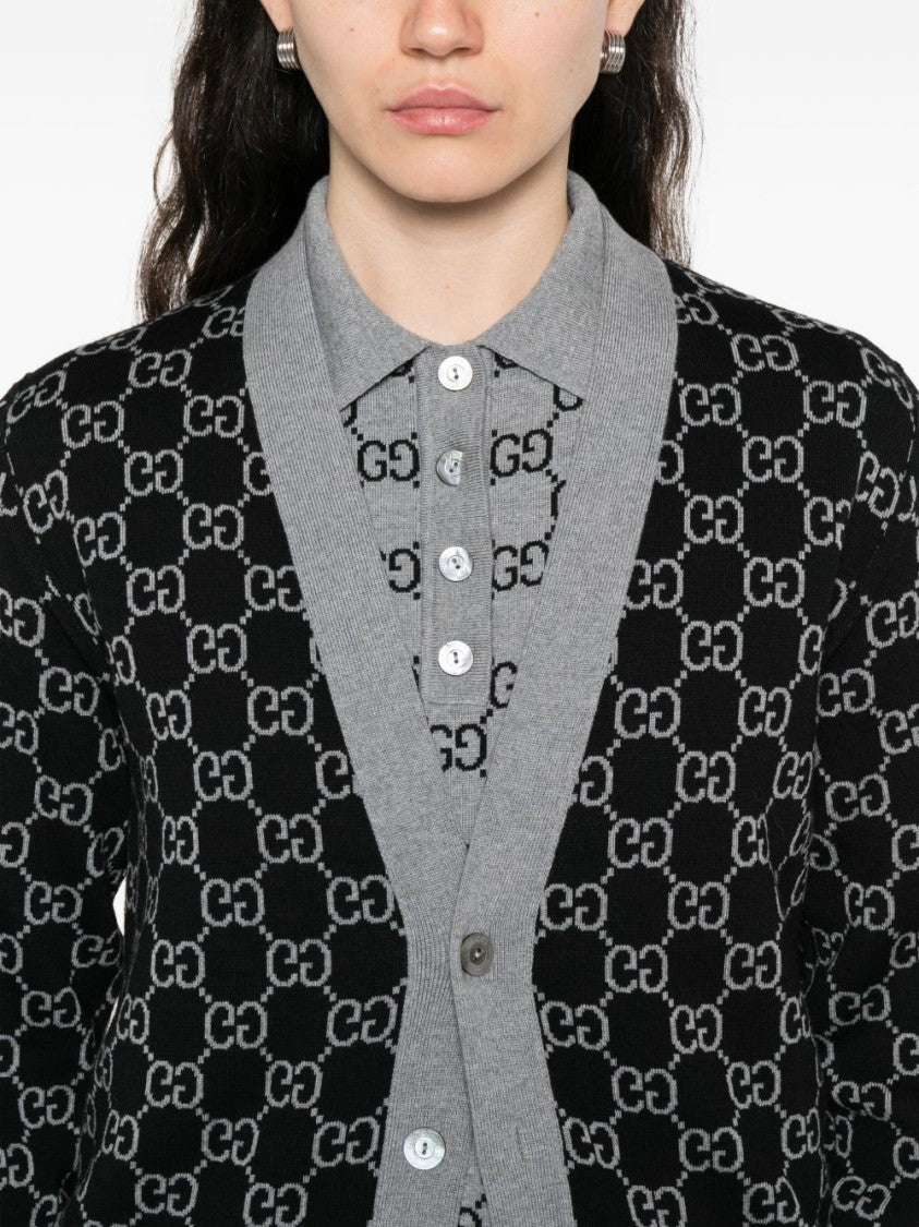 Gucci Reversible Gg Wool Jacquard Cardigan