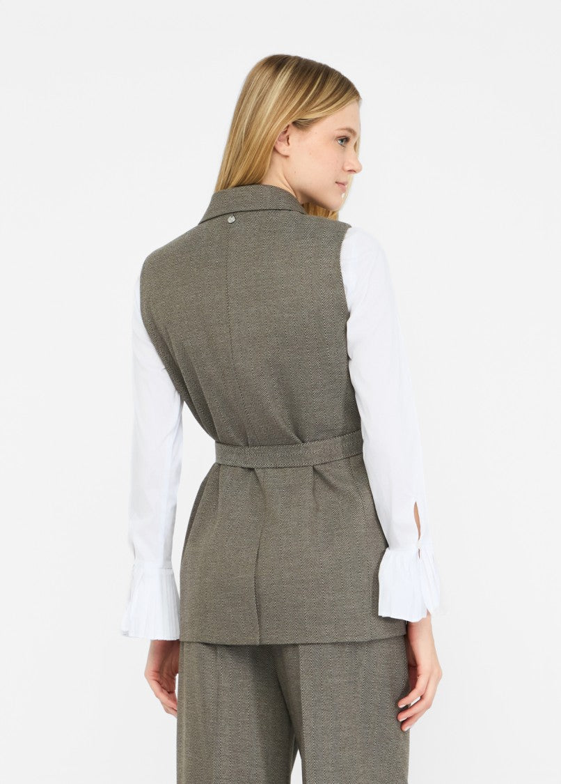 Liu Jo Chevron Patterned Vest With Matching Belt