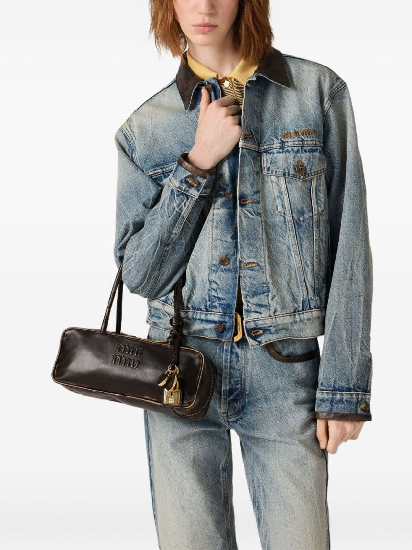 Miu Miu Brown Rectangular Leather Handbag