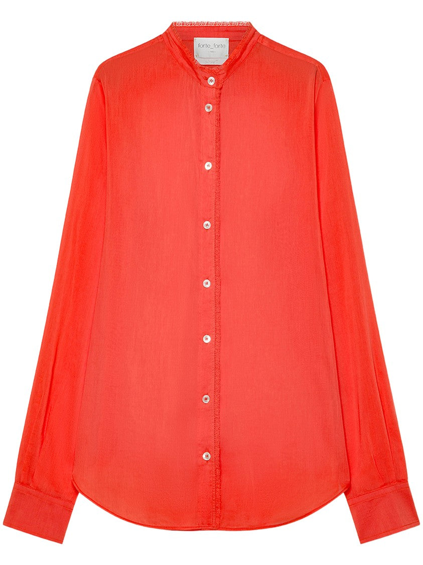 Forte Forte Voile Grandfather Shirt With Lace Detailing