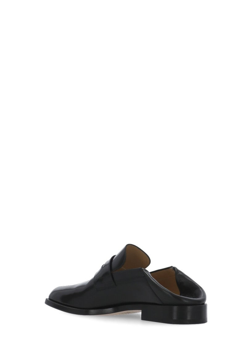 Maison Margiela Black Tabi Polished Leather Loafers