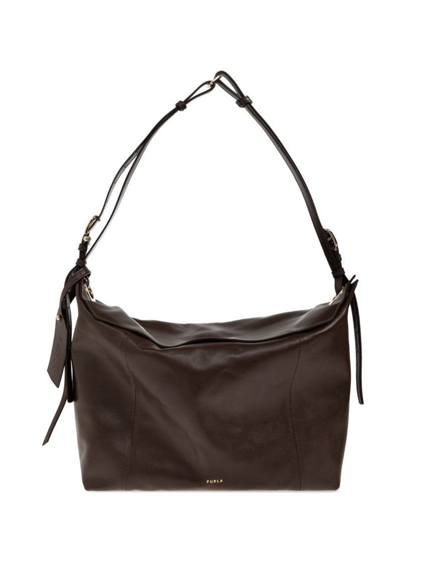 Furla Brown Ginevra L Rectangular Leather Shoulder Bag