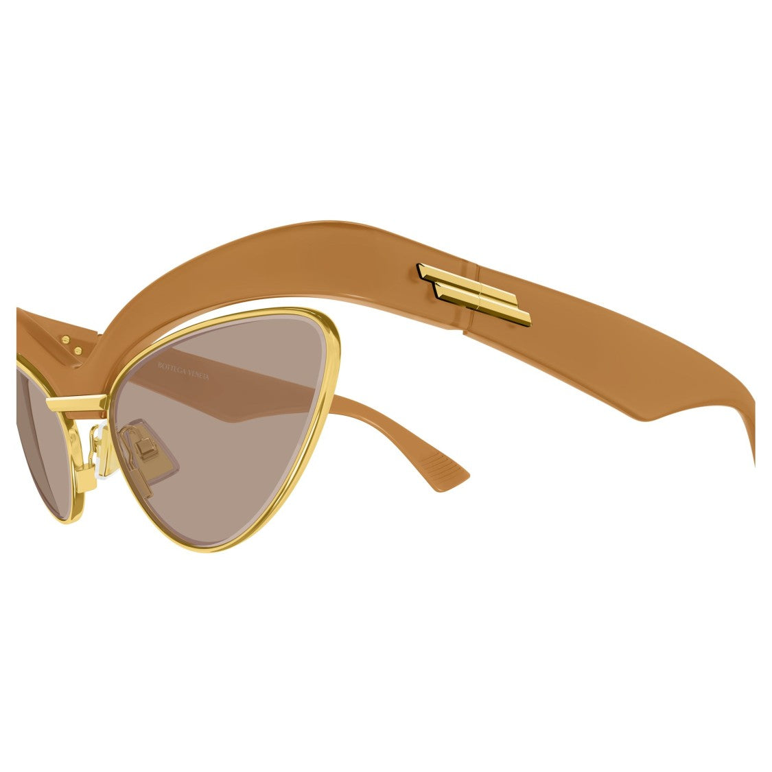 Bottega Veneta Bv1480s Bold Gold Accent Cat-Eye Sunglasses
