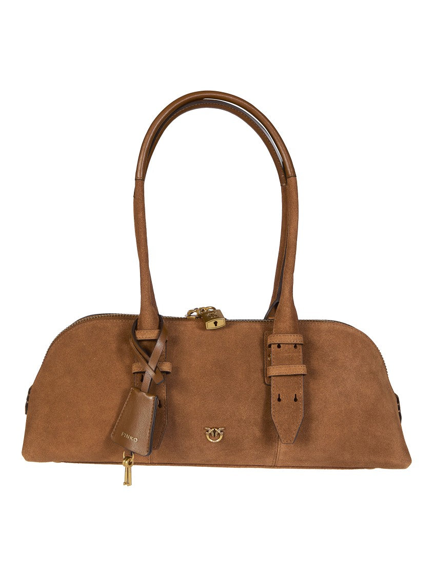 Pinko Bowling Baguette Big Soft Suede Handbag