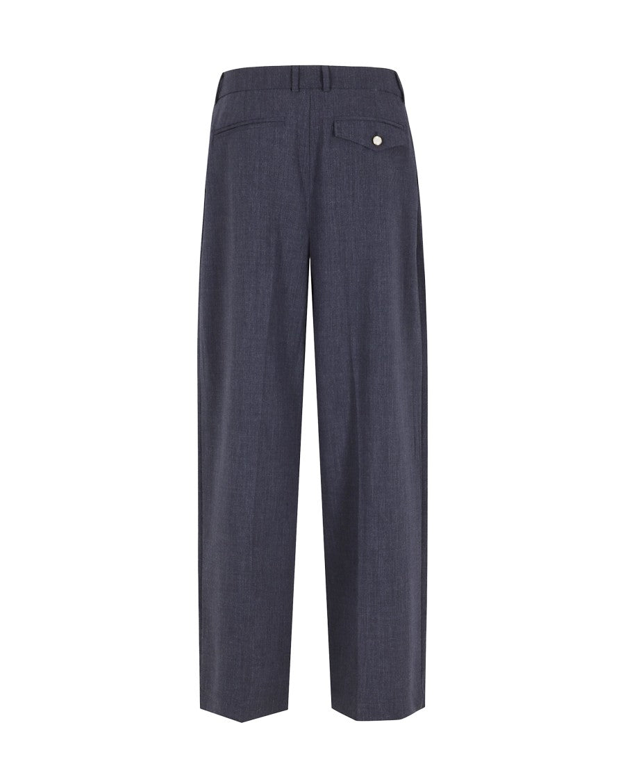 Thestroy Blue Anthem Cotton-Blend Pleated Soft Pants