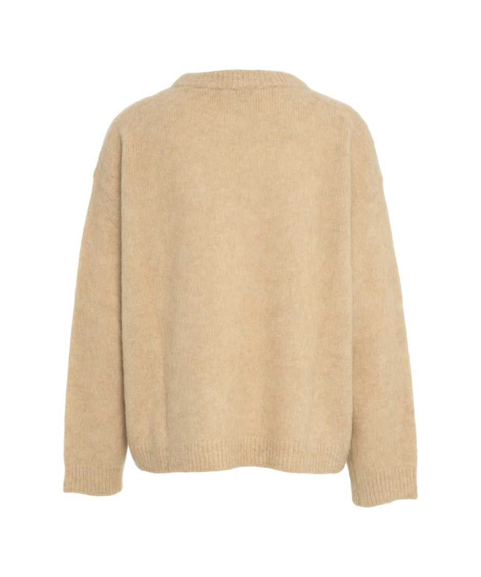Jucca Beige Hand-Knitted Jucca Sweater With Round Neckline And Ribbed Cuffs
