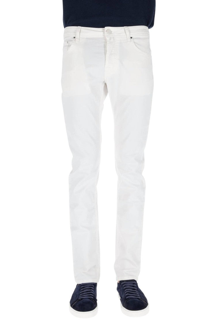 Jacob Cohen Slim-Fit White Bull Stretch Jeans With Classic Five-Pocket Design
