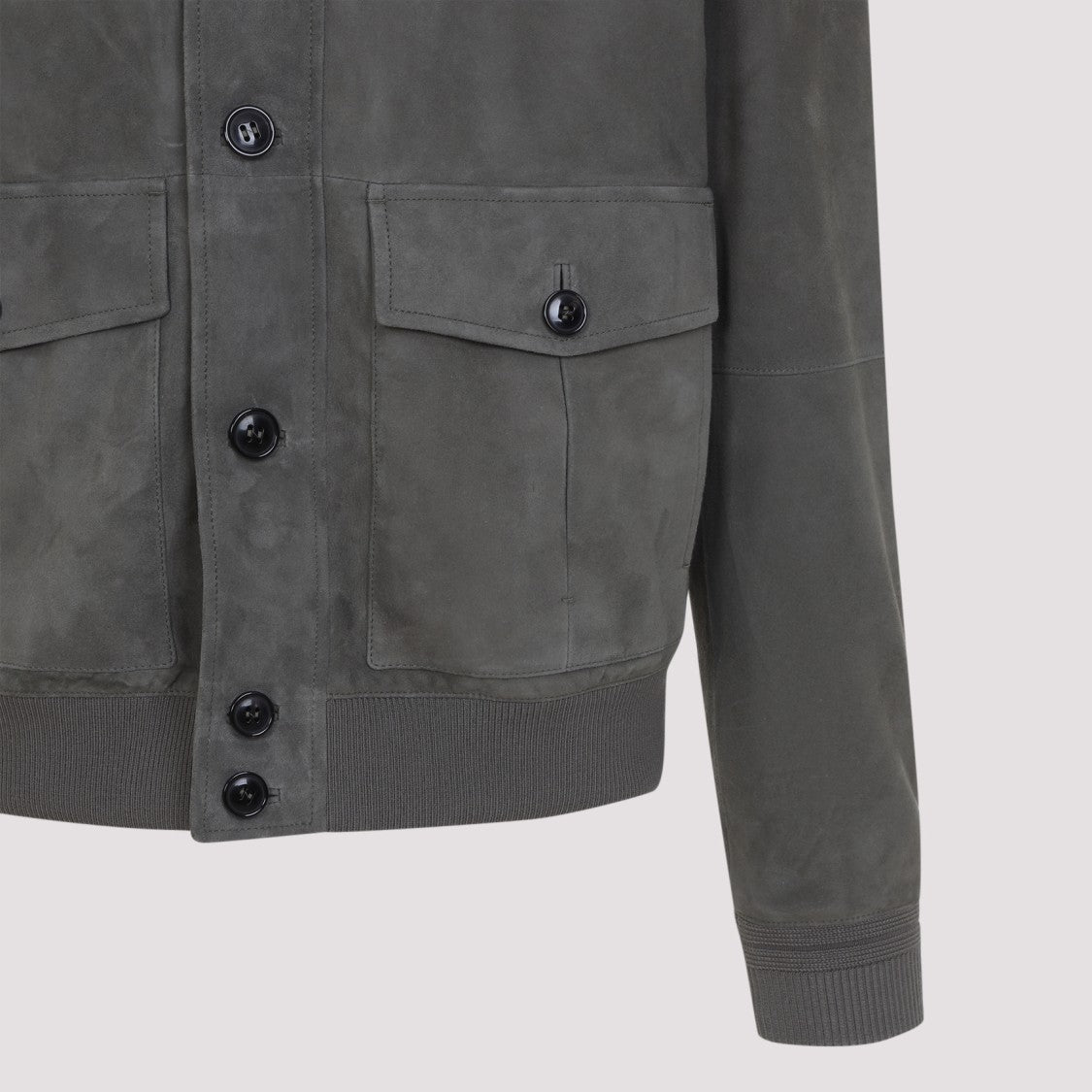 Zegna Tailored-Fit Grey Lamb Leather Jacket