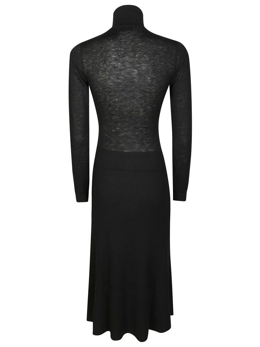Elisabetta Franchi Fitted Longuette Knit Dress With Boat Neckline