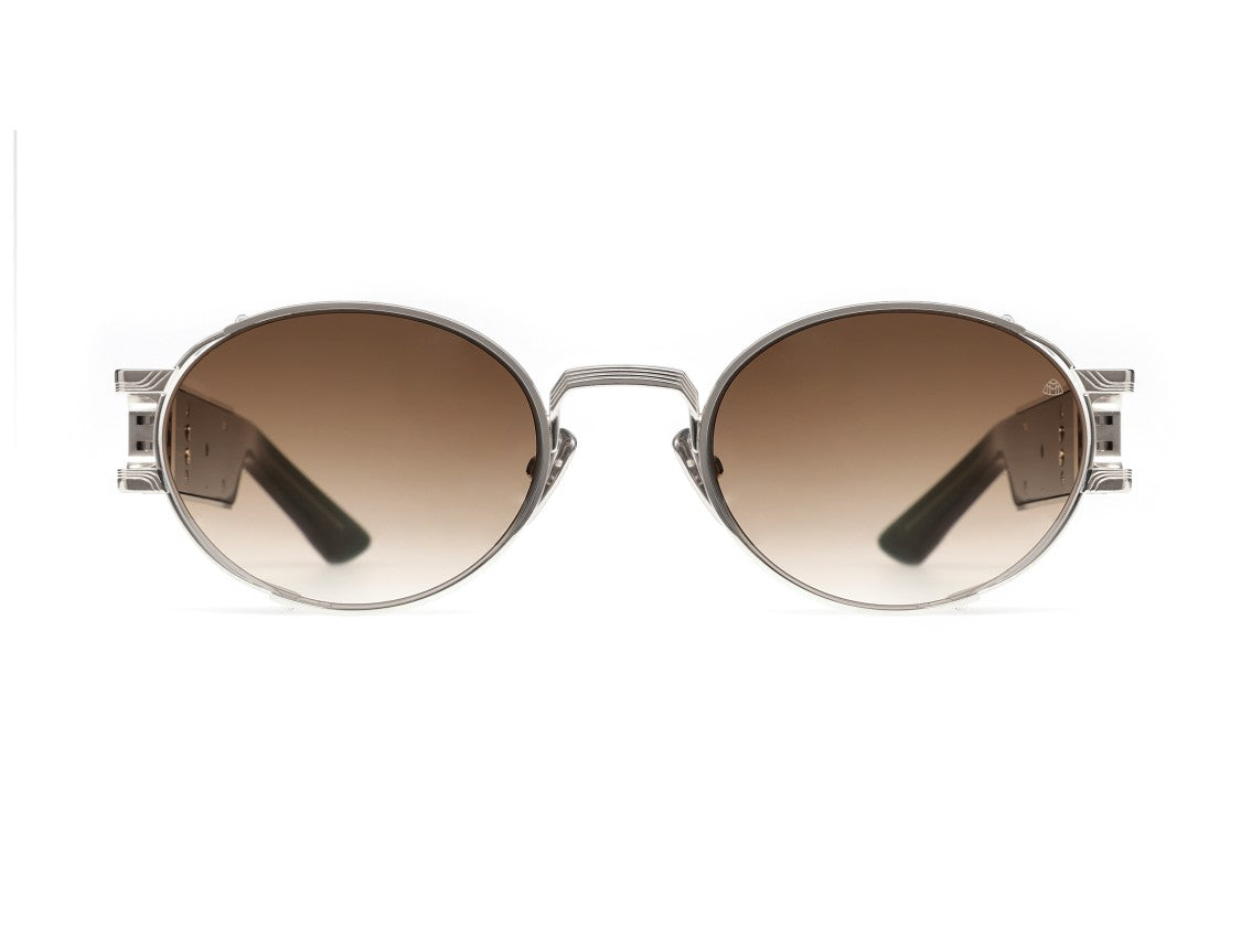 Maybach Silver The Drive Gradient Brown Round Sunglasses