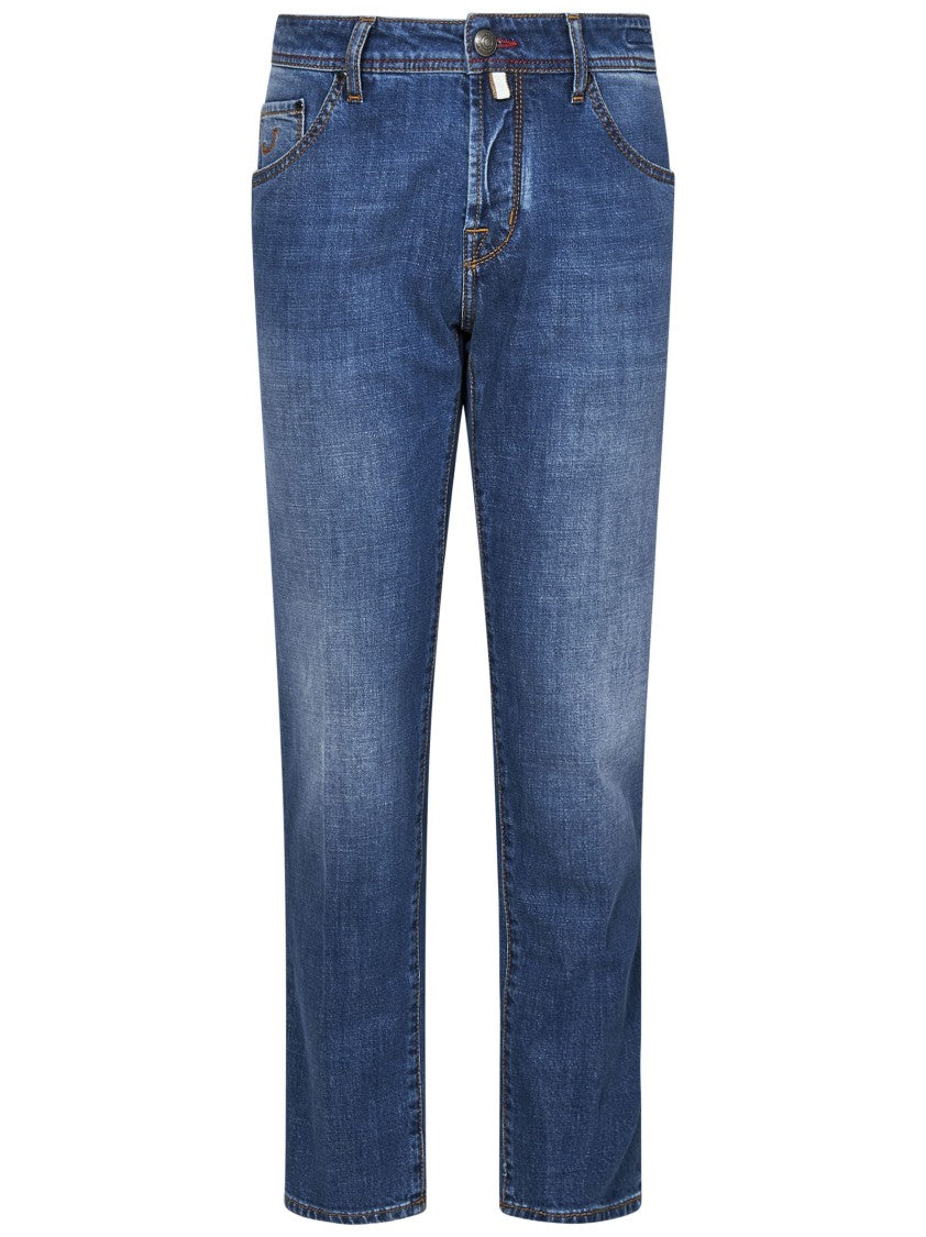 Jacob Cohen Cropped Carrot Slim Fit Jeans With Contrasting Stitching