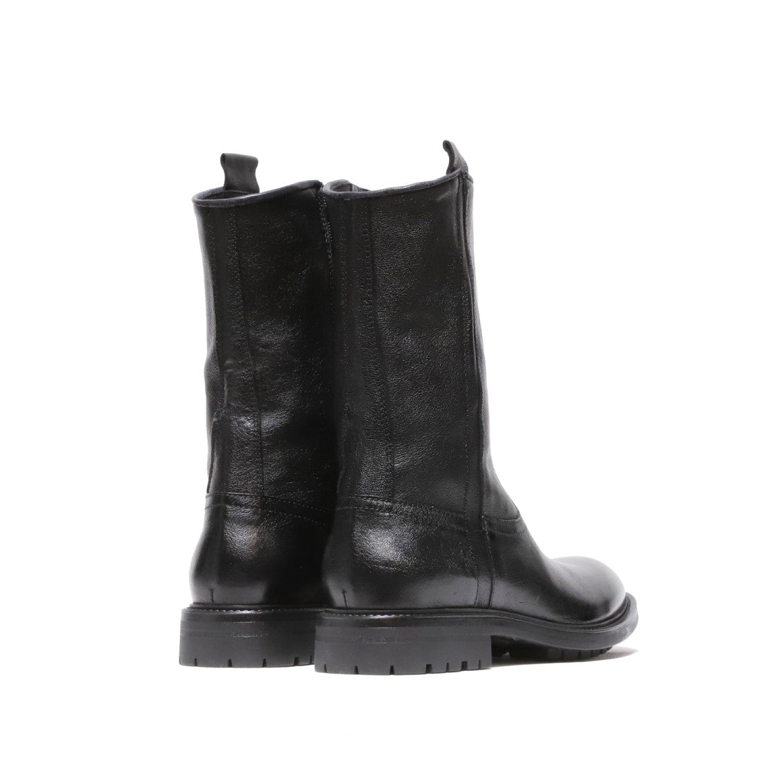 Hundred 100 Black Buffalo Leather Ankle Boots