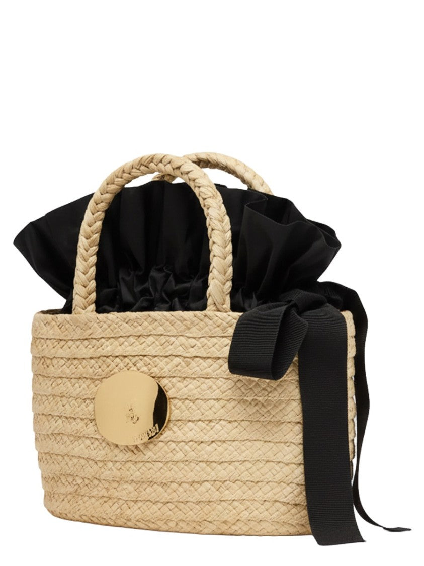 Patou Oval Shape Shimmering Gold Logo Tote Bag