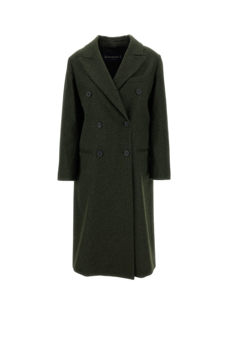 Schneiders Green Bella Double-Breasted Felted Wool Long Coat