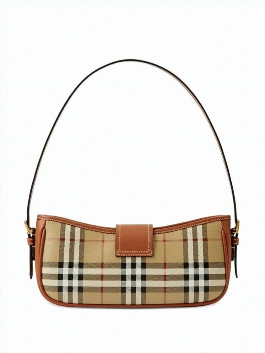 Burberry Structured Check Pattern Shoulder Bag