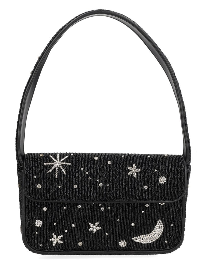 Staud Black Tommy Celestial Beaded Glass Shoulder Bag