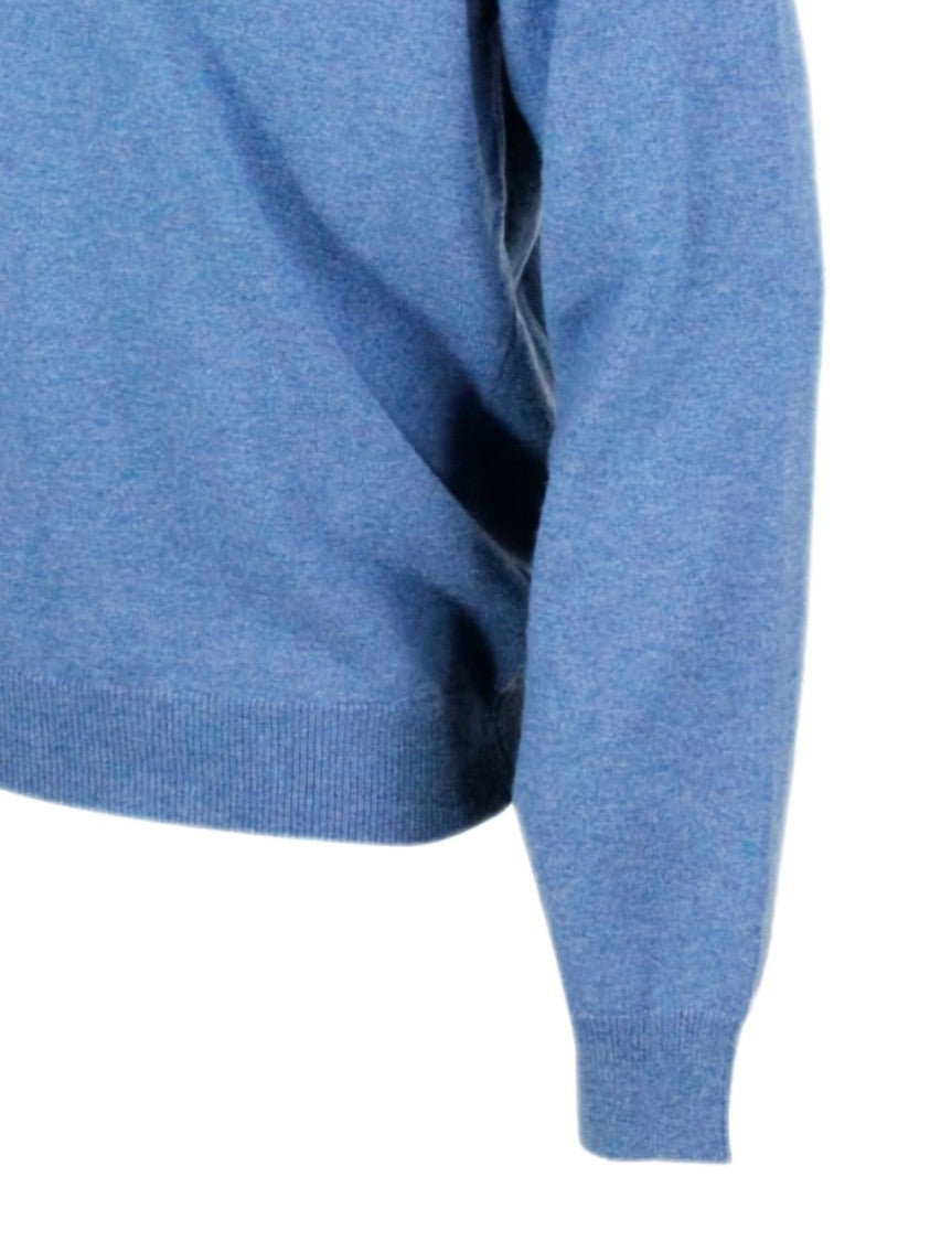 Malo Lightweight Thin Wool Sweater With Ribbed Details