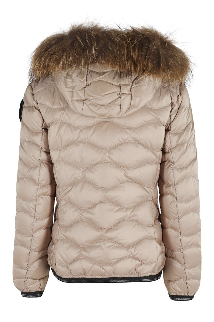Blauer Quilted Beige Aldie Jacket With Plush Fur Trim