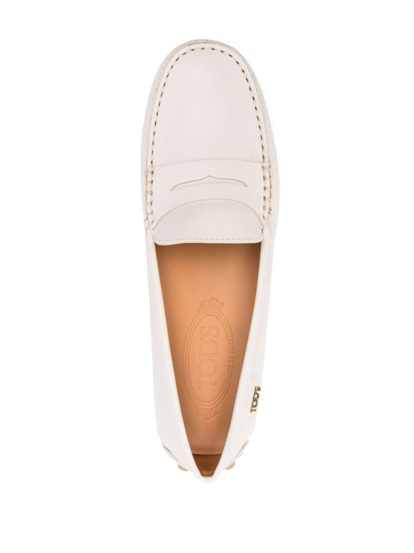 Tod's Calfskin Leather Flats With Pebbled Sole