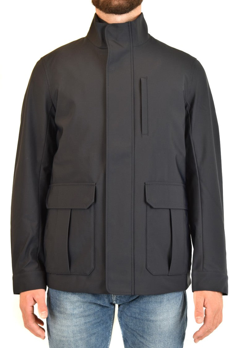 Emporio Armani Sky-Finish Polyamide Jacket With High Collar