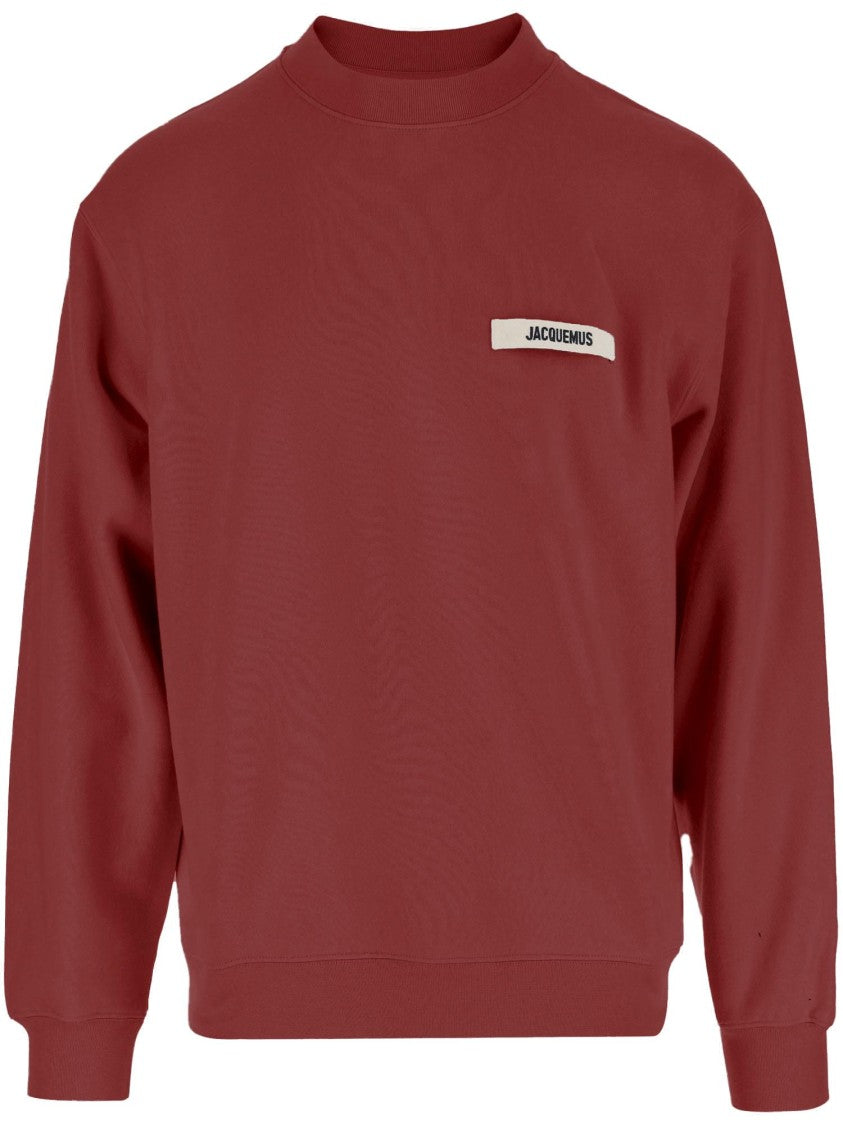 Jacquemus Dark Red Cotton Sweatshirt With Grosgrain Detail