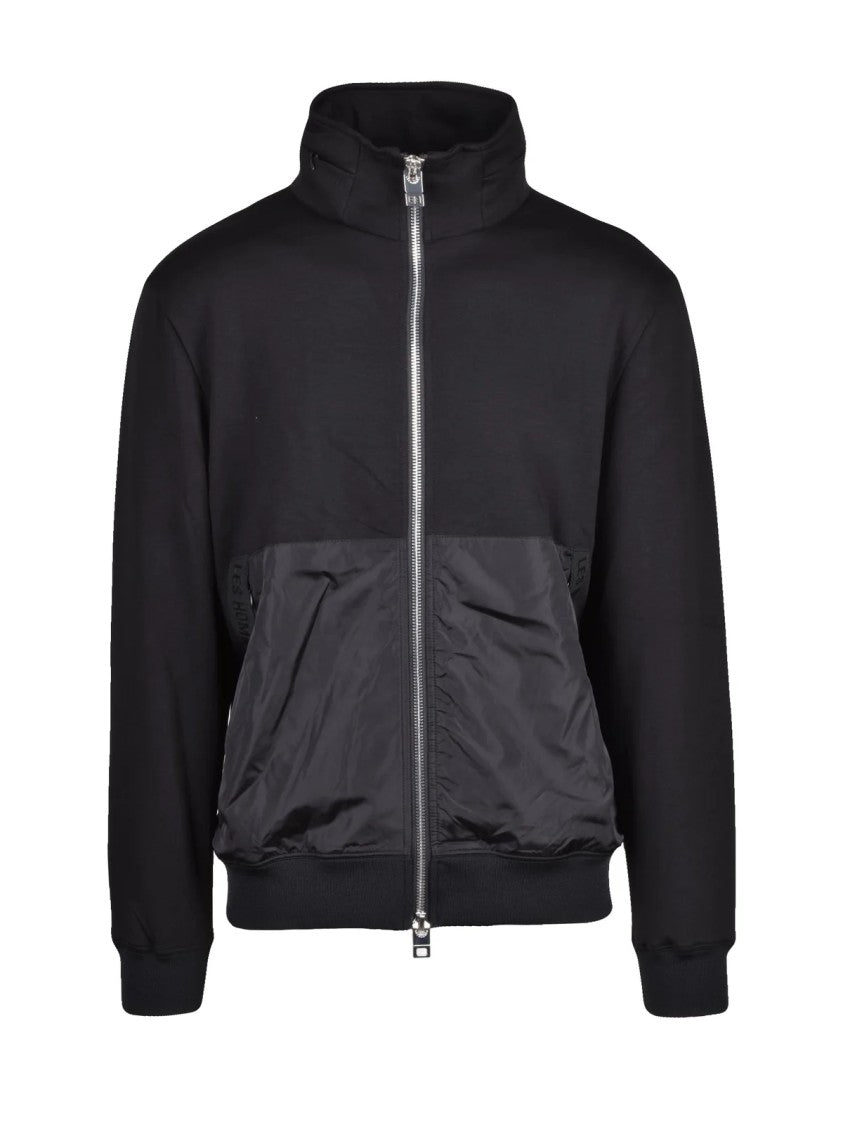 Les Hommes Black Dynamic-Fit Zip Cotton-Blend Sweatshirt