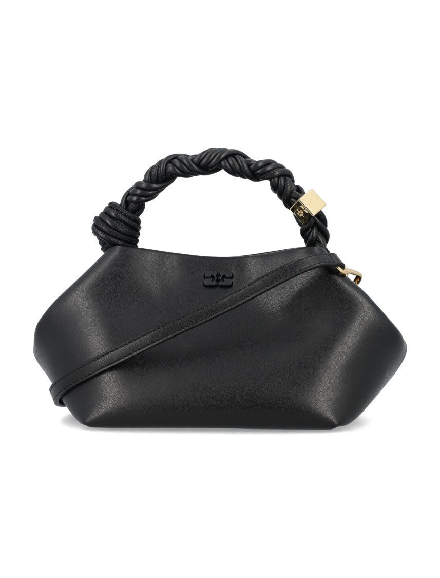 Ganni Geometric Black Handbag With Twisted Rope Handle