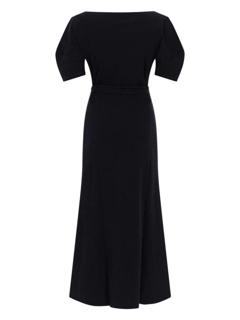 Lemaire Cotton Linen Boat Neckline Blend Midi Dress