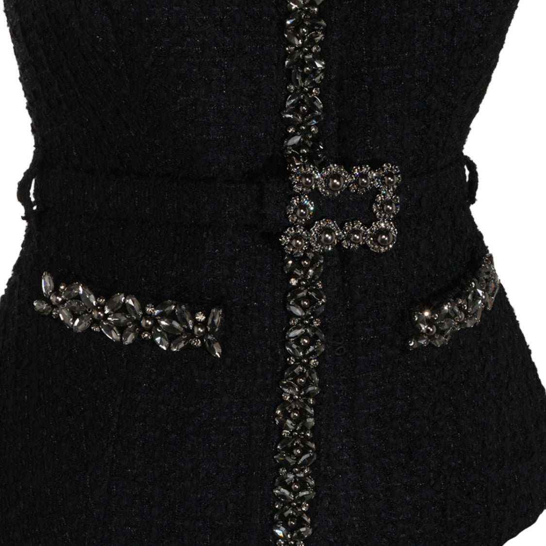 Self-Portrait Black Gemstone Peplum Midi Dress