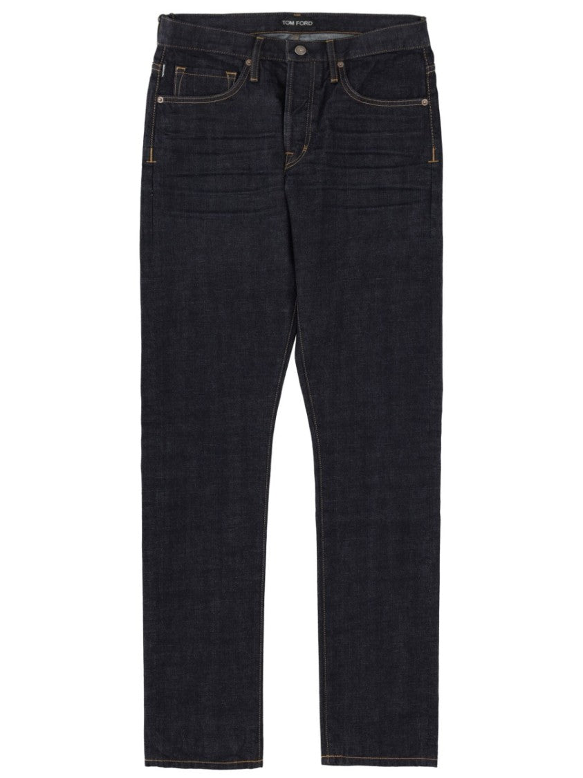 Tom Ford Dark Indigo Moleskin Straight-Leg Jeans