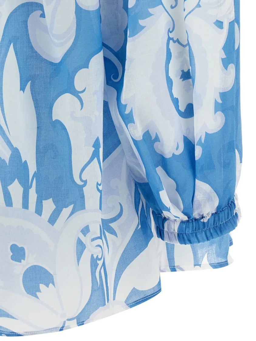 Etro Multicolored Floral Blouse With High Neckline