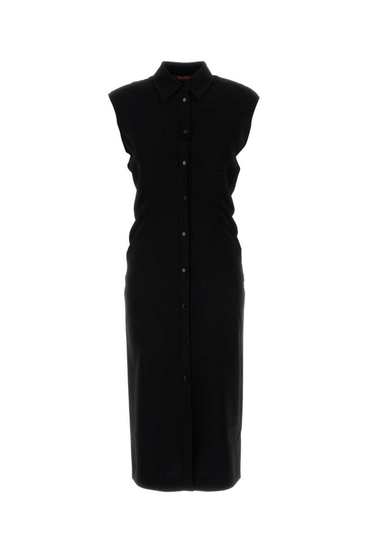 Mm Studio Black Crepe Sughero Shirt Dress