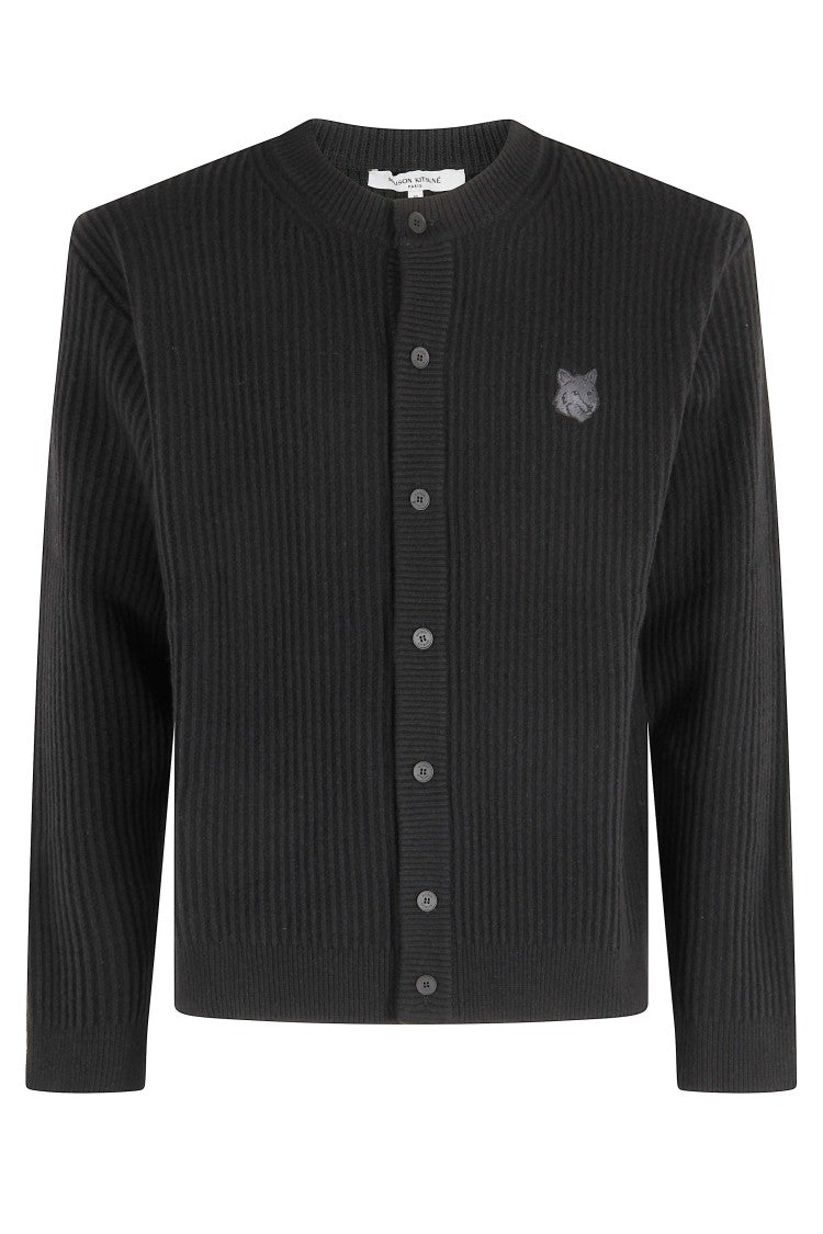 Maison Kitsuné Fox Head Wool Ribbed Cardigan