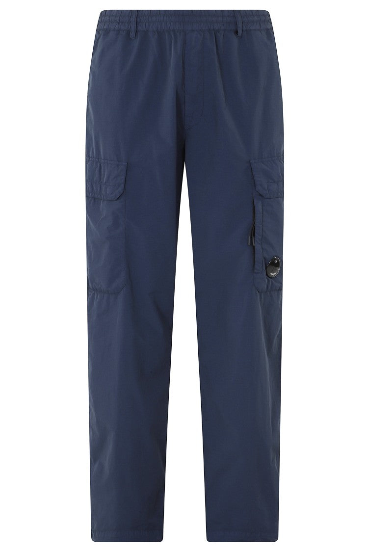 C.P. Company Blue Flatt Nylon Loose Cargo Lens Water-Repellent Pants