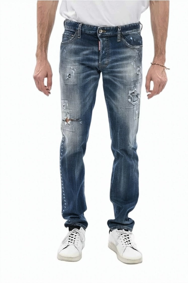 Dsquared2 Distressed Denim Pants With Relaxed Fit