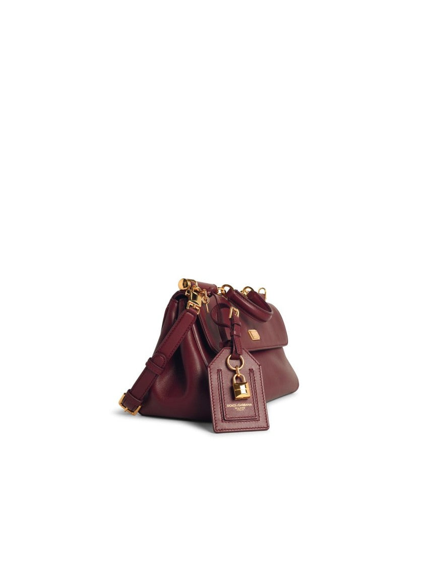 Dolce & Gabbana 'My Sicily' Burgundy 'Plongé' Calf Leather Handbag