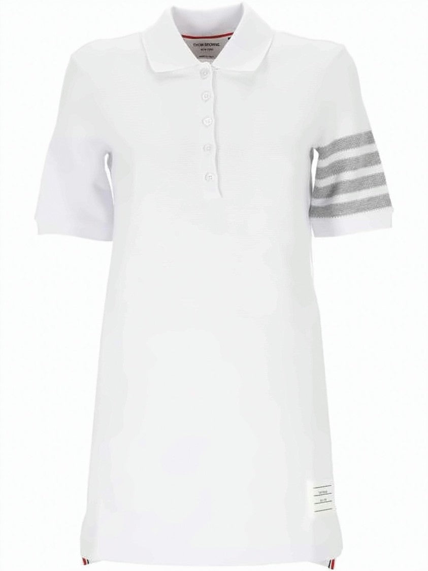 Thom Browne White Horizontal Striped Cotton Midi Dress