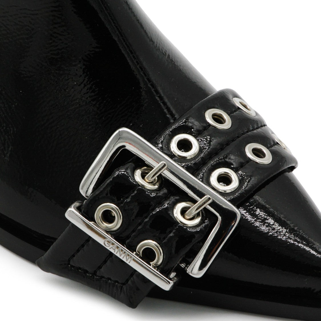 Ganni Black Leather Kitten Low Heel Boots