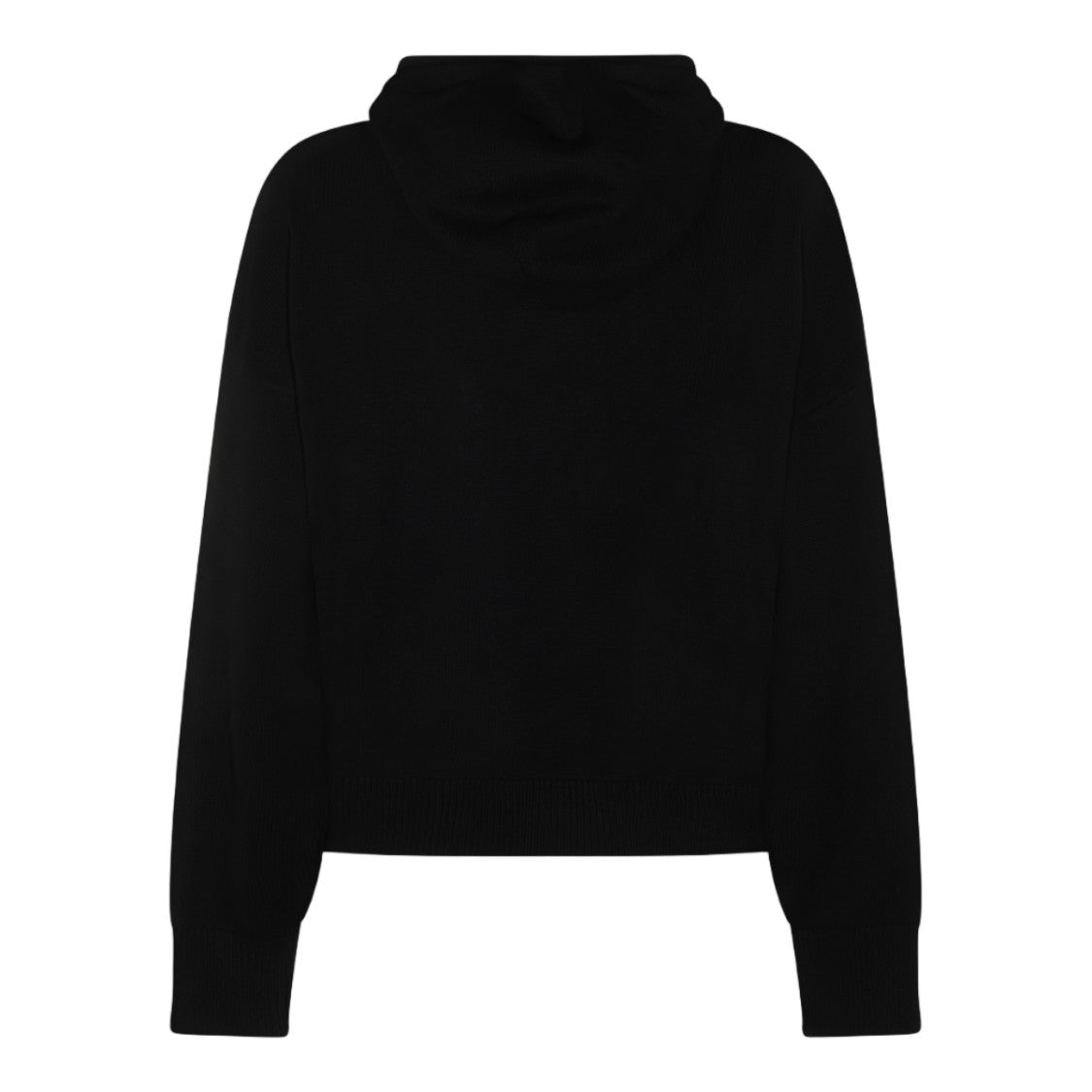Antonelli Firenze Hooded Black Knit Sweater With Relaxed Fit And Ribbed Details