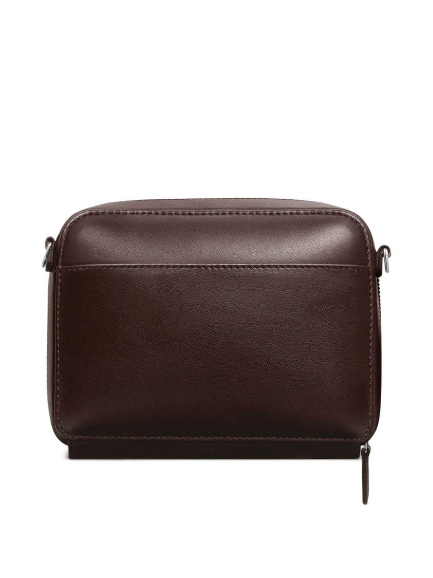Courrèges Chocolate Brown Calf Leather Courreges Handbag With Silver-Tone Accents