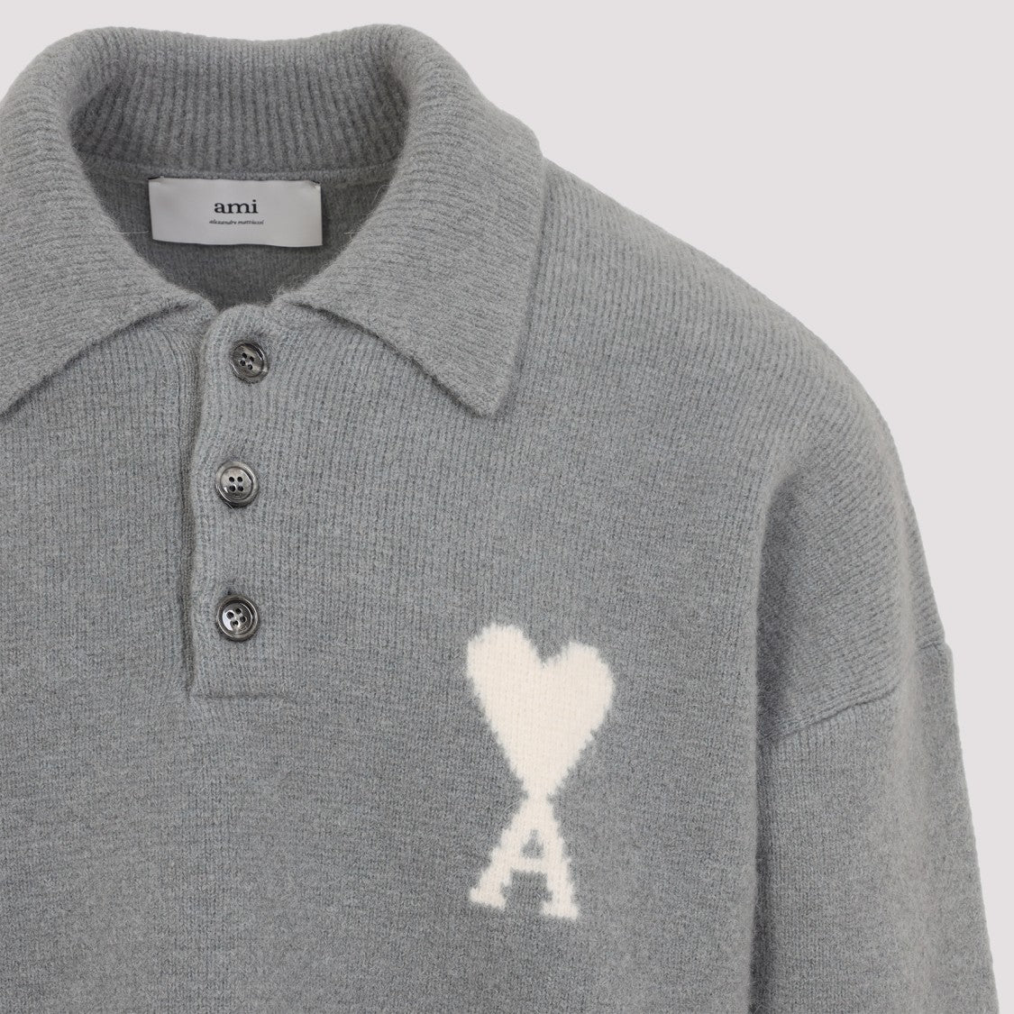 Ami Paris Adc Grey Alpaca Polo