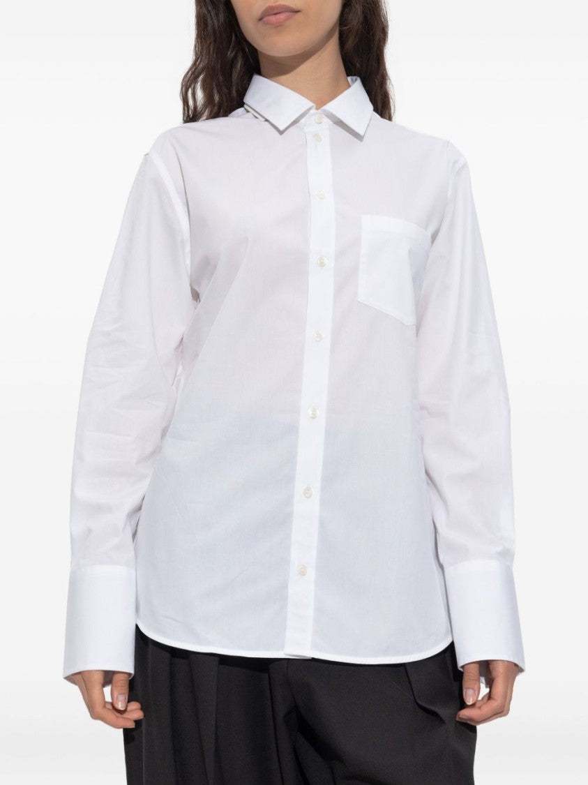 Victoria Beckham White Cotton Shirt With Unique Belt Detail