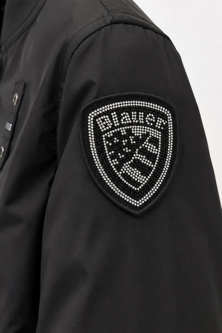 Blauer Black Band-Collar Zip-Front Polyamide Jacket