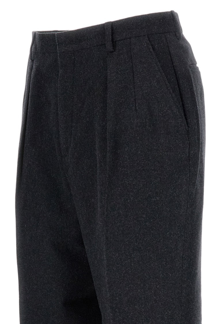 Cellar Door Tailored Straight Leg Trousers With Front Pleats And Zip Closure