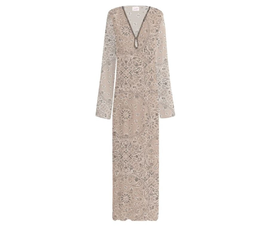 Mc2 Saint Barth Floor-Length Lace Dress With Deep V-Neckline